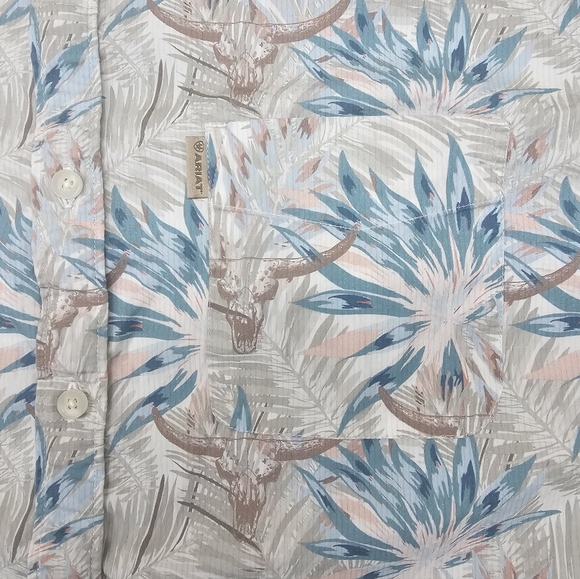 Ariat‎ Men's Modern Fit Floral Shirt - Blue and Gray - Picture 8 of 10